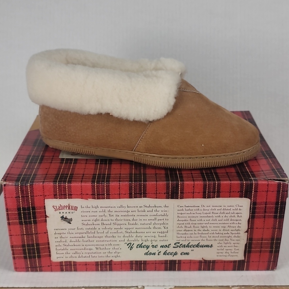 Staheekum Genuine Sheepskin Sherpa Tan Leather Suede Slippers